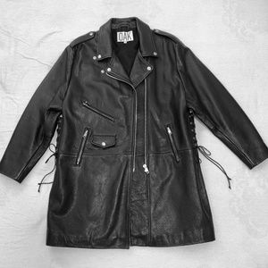 OAK UNISEX LEATHER LONG MOTO JACKET